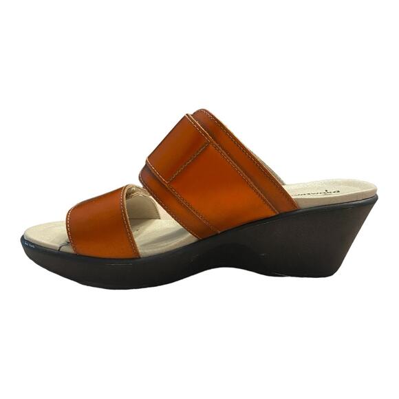 Dromedaris Jessie Leather Wedge Sandal Buckle Strap Open Toe Mandarin Size 38 - Picture 5 of 11